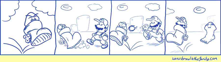 Mario doesn't seem to mind the undoubtedly powerful stench